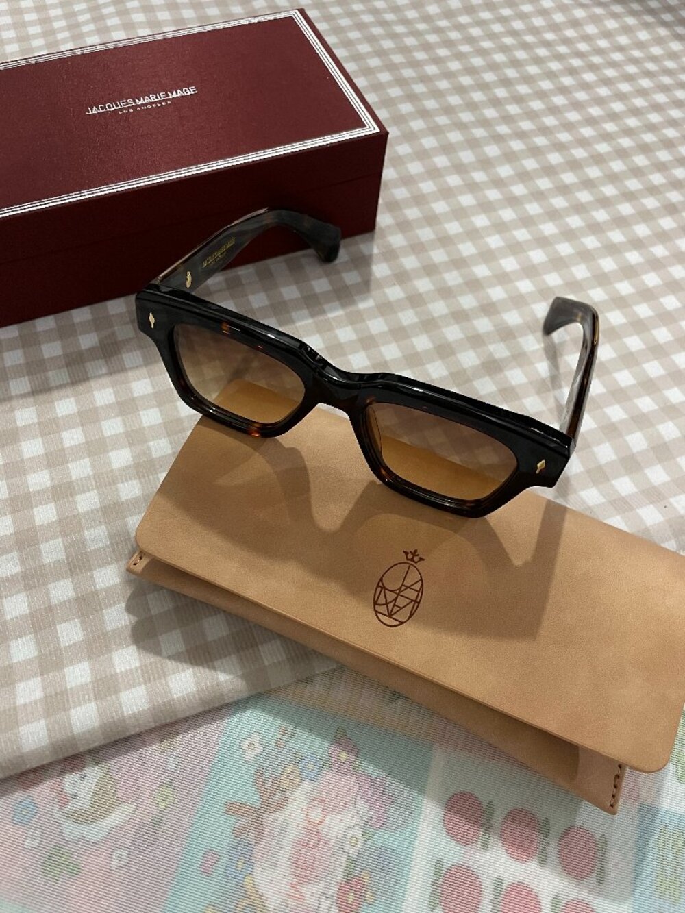 Jacques Marie Mage Tortoiseshell Square-Frame Sunglasses